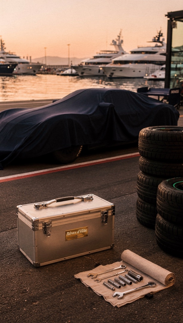 Paddock du Grand Prix de Monaco, dusk